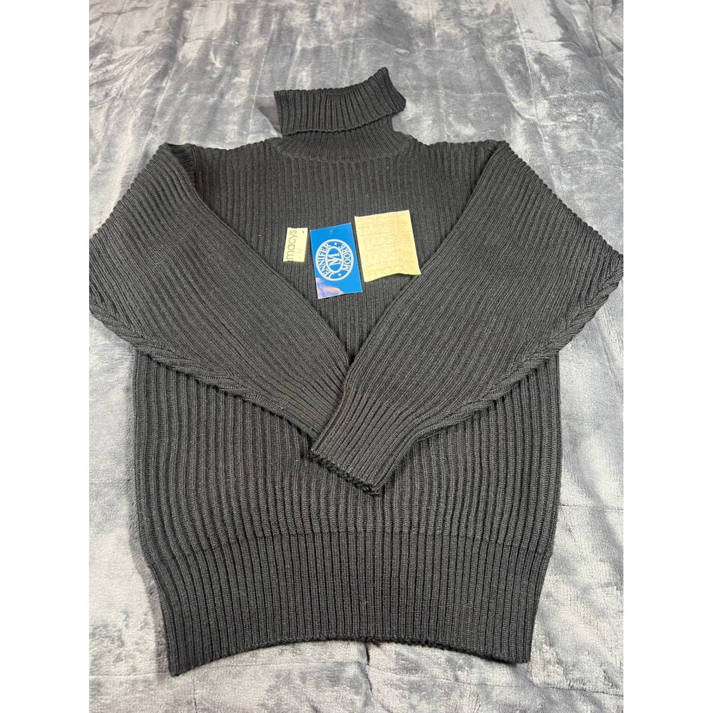 Jennifer Moore Vintage Turtleneck Sweater Ribbed Knit Lambswool Blend‎ Small
